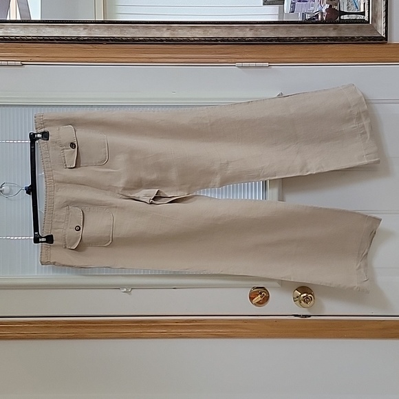Vintage Old Navy Khaki Linen Drawstring Pants - Picture 5 of 7